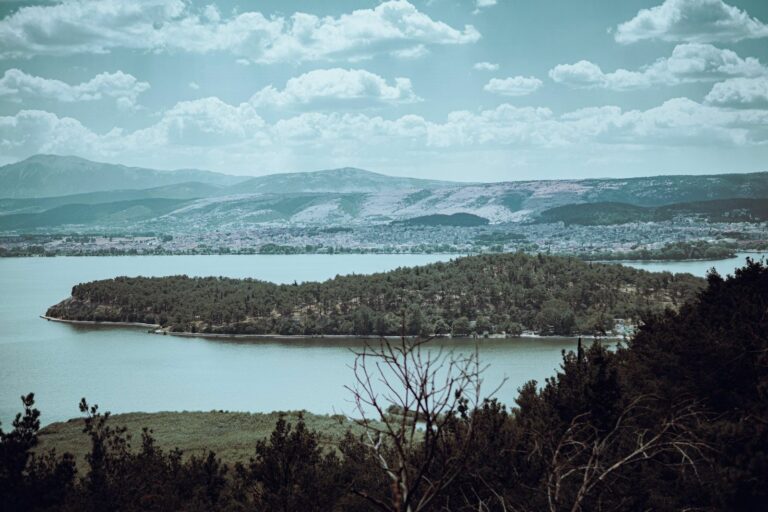Liqeni i Pamvotidës me ishullin dhe qytetin e Janinës në sfond