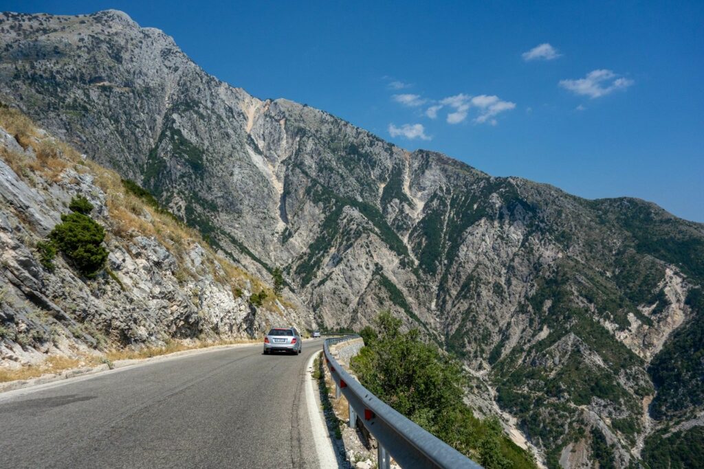 The Llogara Pass mountain road among the rocks